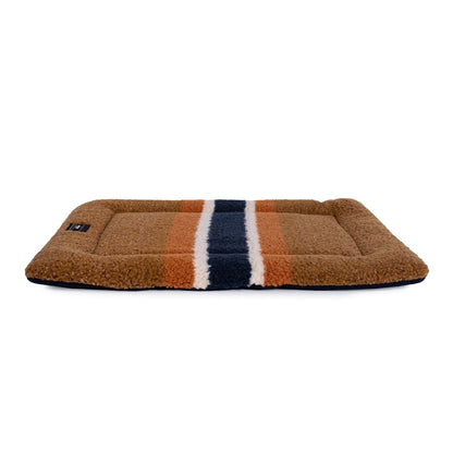 Shinola Brand Stripe Comfort Cushion Berber Dog Bed – Rust | Lightweight Washable Mat for Crates & Home
