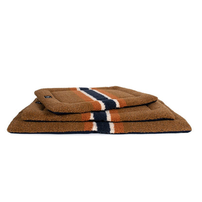 Shinola Brand Stripe Comfort Cushion Berber Dog Bed – Rust | Lightweight Washable Mat for Crates & Home