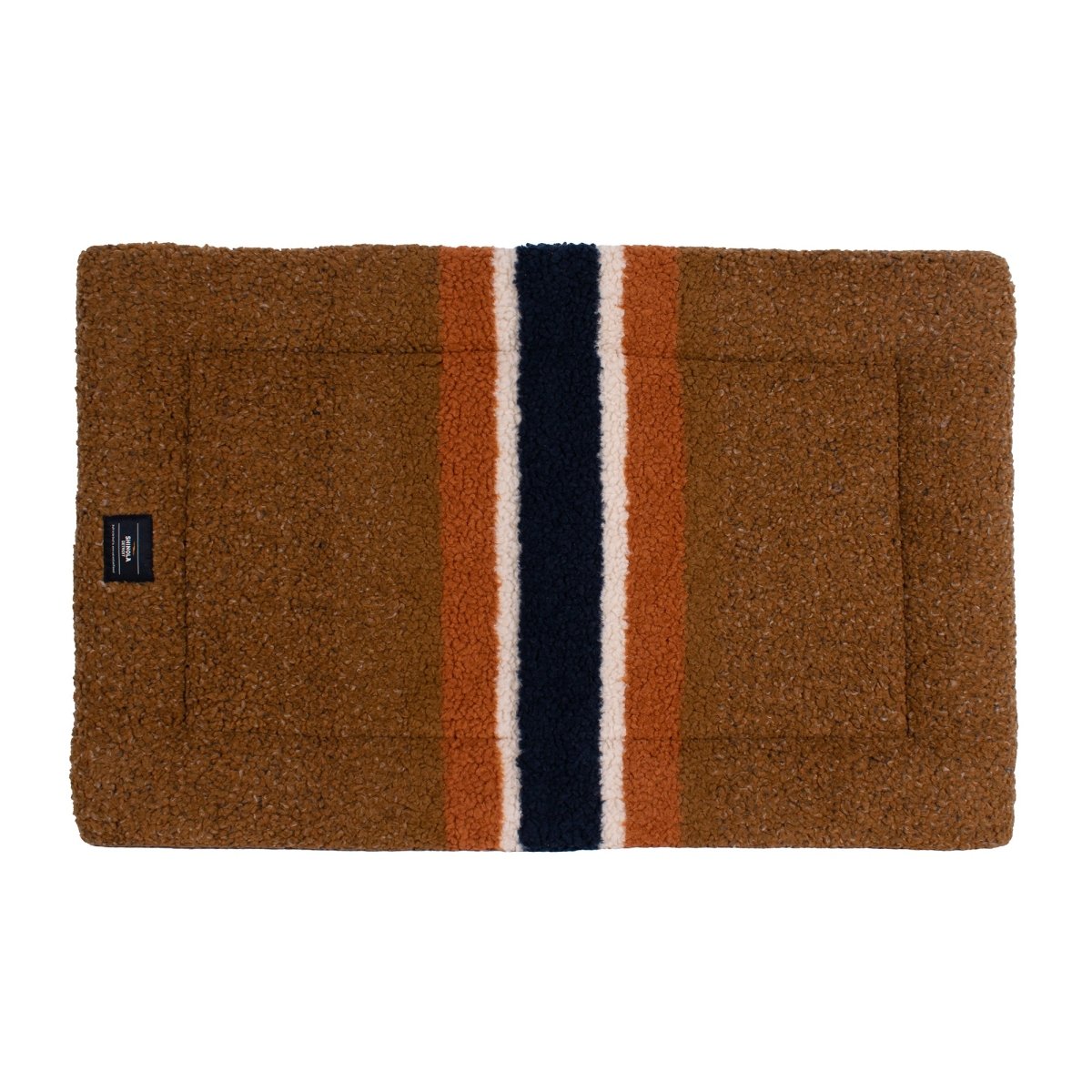 Shinola Brand Stripe Comfort Cushion Berber Dog Bed – Rust | Lightweight Washable Mat for Crates & Home