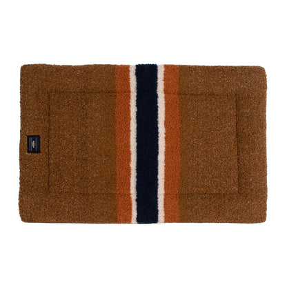 Shinola Brand Stripe Comfort Cushion Berber Dog Bed – Rust | Lightweight Washable Mat for Crates & Home