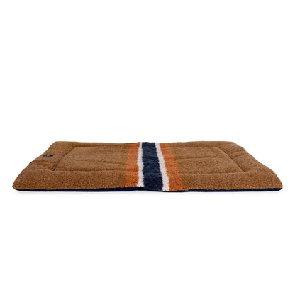 Shinola Brand Stripe Comfort Cushion Berber Dog Bed – Rust | Lightweight Washable Mat for Crates & Home