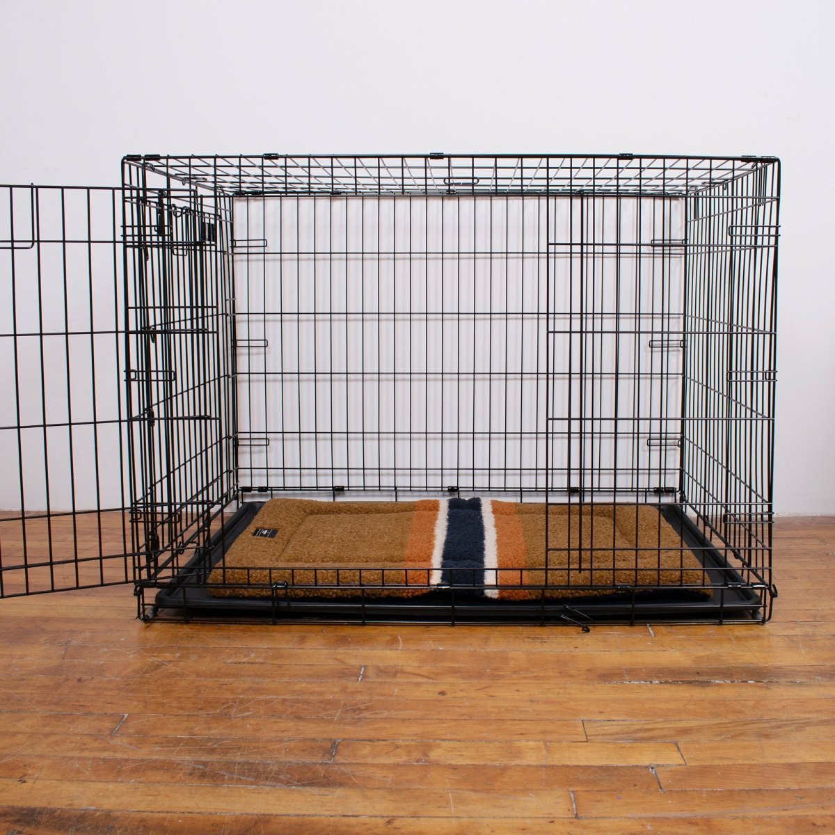 Shinola Brand Stripe Comfort Cushion Berber Dog Bed – Rust | Lightweight Washable Mat for Crates & Home