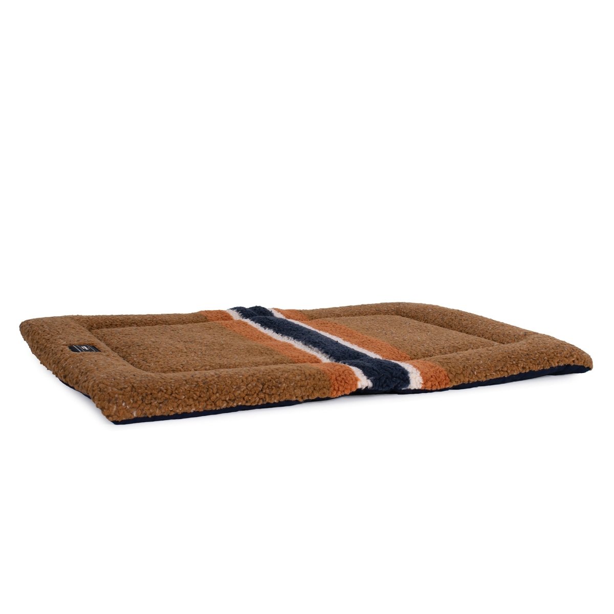 Shinola Brand Stripe Comfort Cushion Berber Dog Bed – Rust | Lightweight Washable Mat for Crates & Home