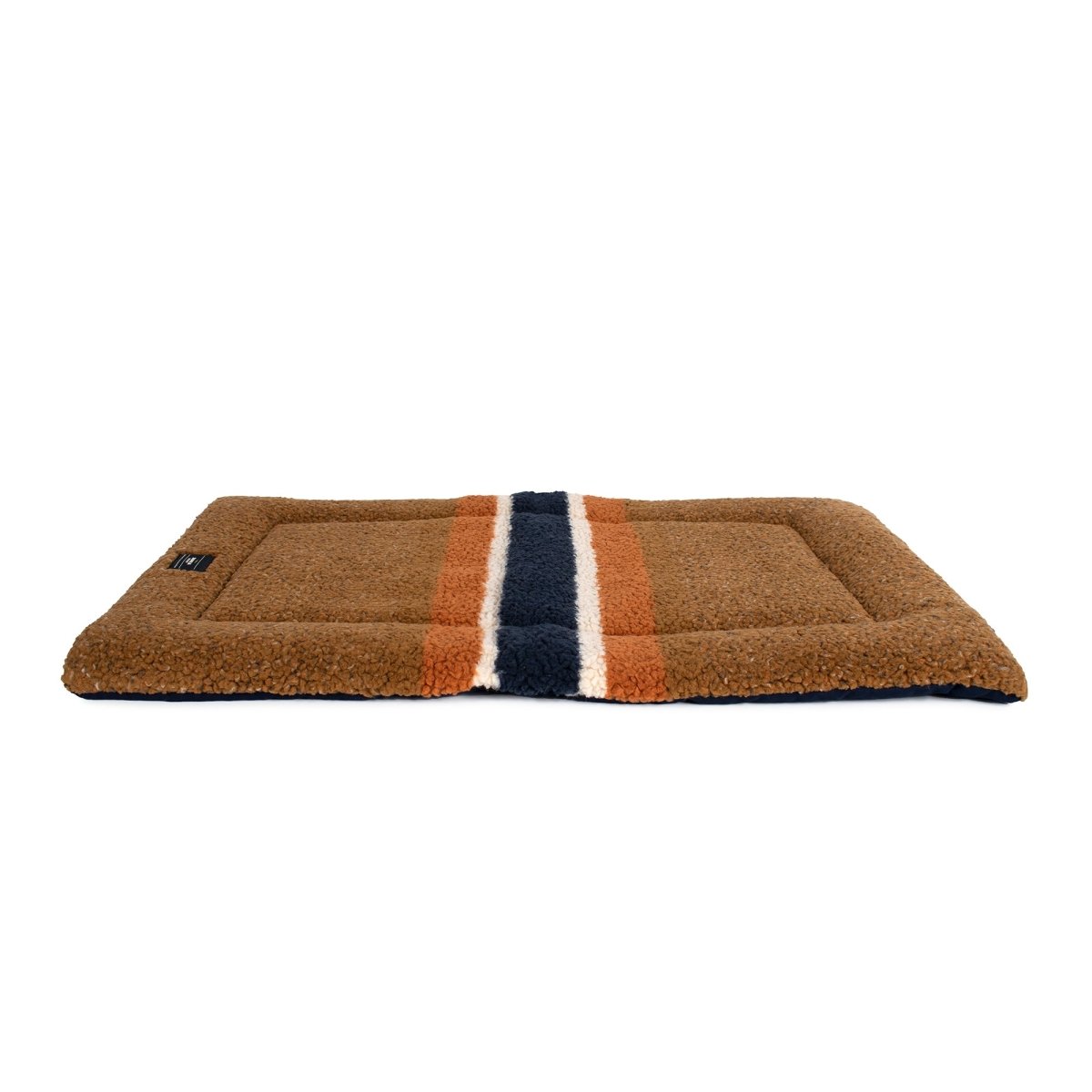 Shinola Brand Stripe Comfort Cushion Berber Dog Bed – Rust | Lightweight Washable Mat for Crates & Home