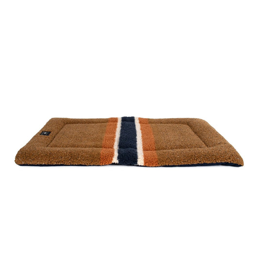 Shinola Brand Stripe Comfort Cushion Berber Dog Bed – Rust | Lightweight Washable Mat for Crates & Home