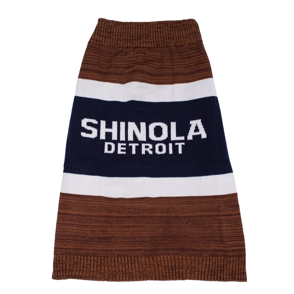 Shinola Brand Stripe Knitted Pet Sweater | Cozy Pullover Acrylic Dog Sweater — Machine Washable