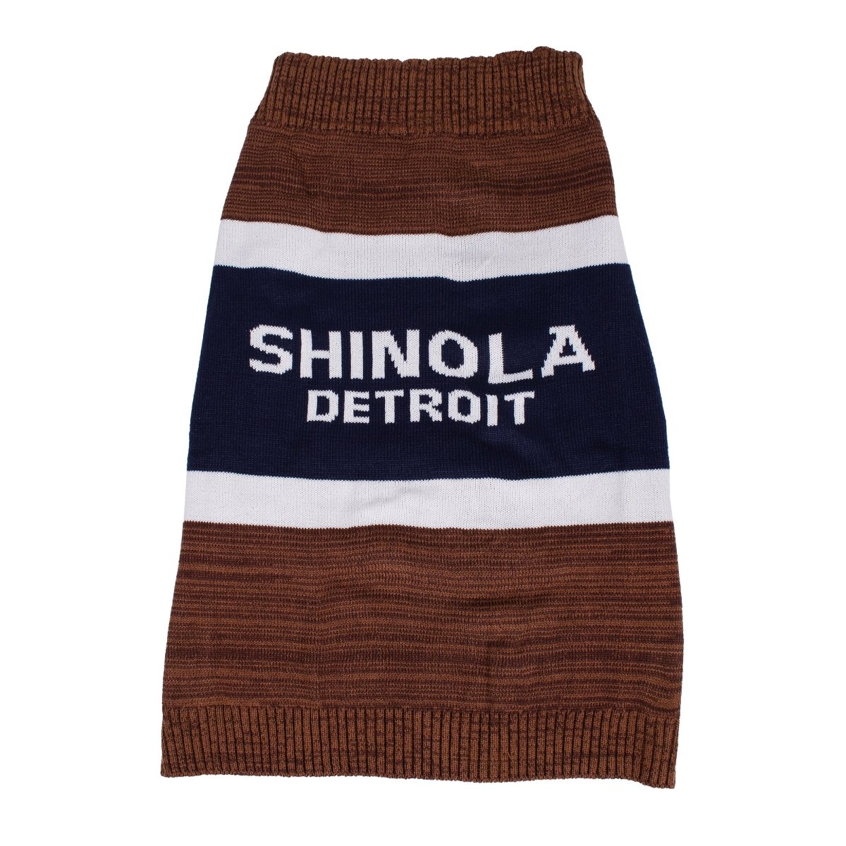 Shinola Brand Stripe Knitted Pet Sweater | Cozy Pullover Acrylic Dog Sweater — Machine Washable