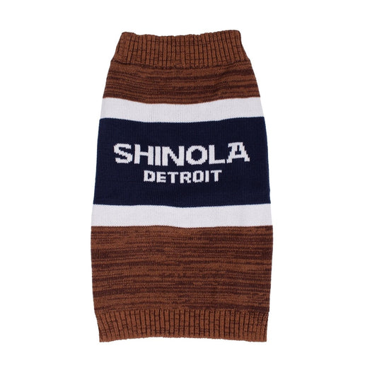 Shinola Brand Stripe Knitted Pet Sweater | Cozy Pullover Acrylic Dog Sweater — Machine Washable