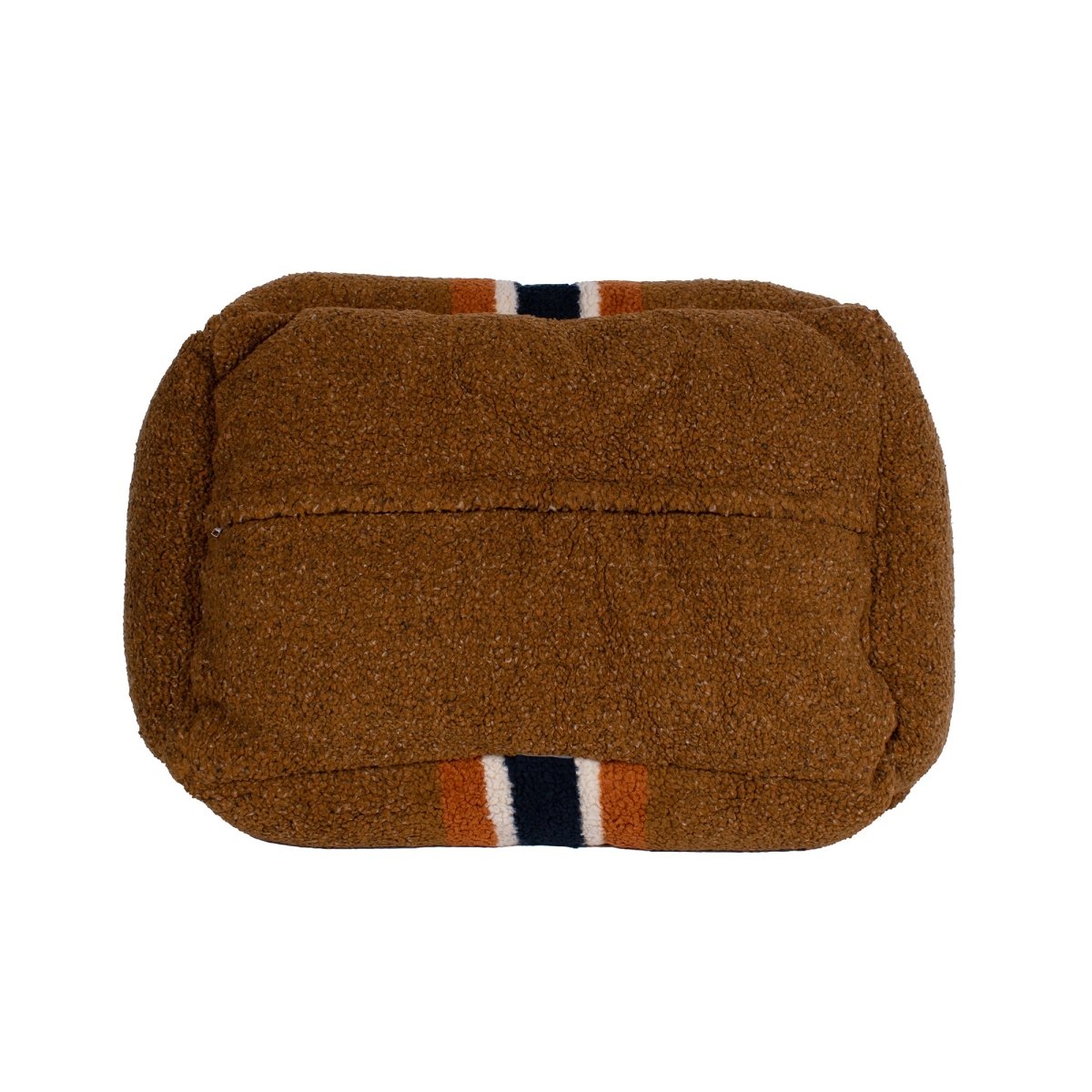 Shinola Brand Stripe Kuddle Berber Dog Bed – Rust | Shearling Bolster Bed with Recycled MemoryFiber™ & Washable Cover