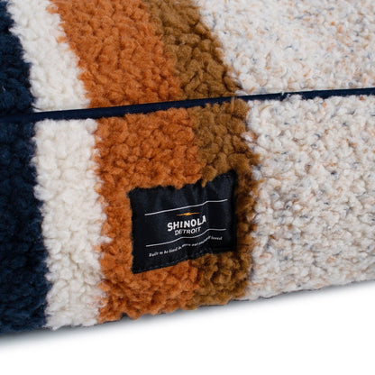 Shinola Brand Stripe Napper Pillow Berber Dog Bed – Oatmeal | Plush Berber Mattress with Recycled MemoryFiber™ & Washable Cover