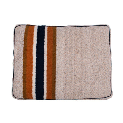 Shinola Brand Stripe Napper Pillow Berber Dog Bed – Oatmeal | Plush Berber Mattress with Recycled MemoryFiber™ & Washable Cover