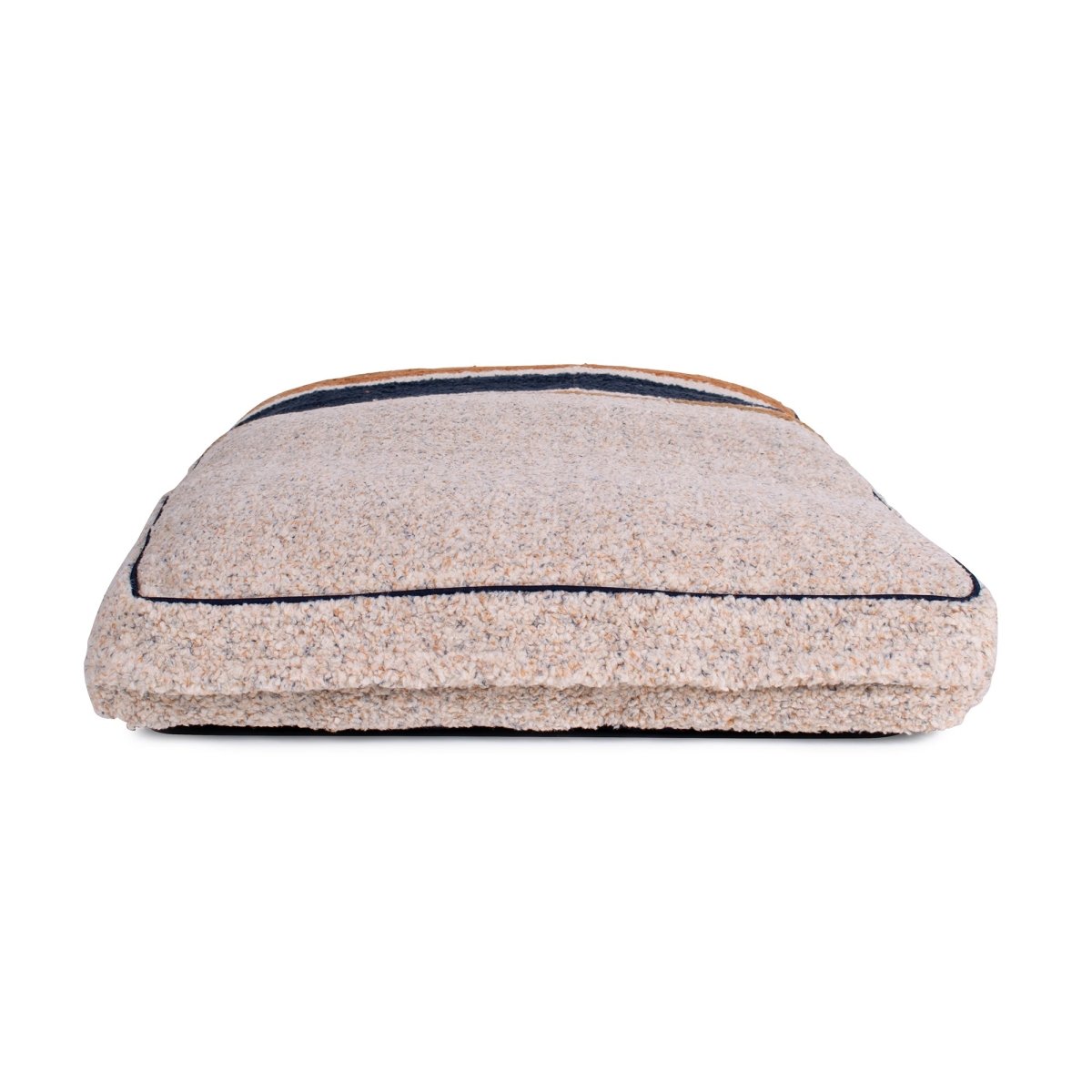 Shinola Brand Stripe Napper Pillow Berber Dog Bed – Oatmeal | Plush Berber Mattress with Recycled MemoryFiber™ & Washable Cover