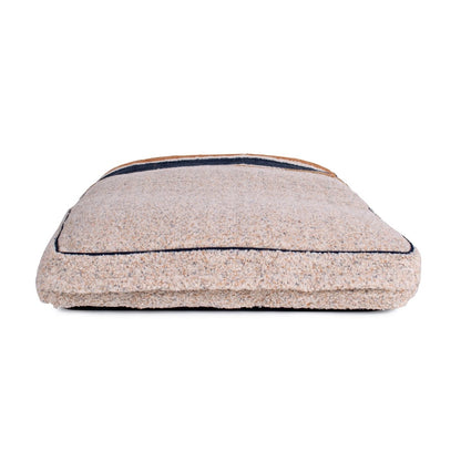 Shinola Brand Stripe Napper Pillow Berber Dog Bed – Oatmeal | Plush Berber Mattress with Recycled MemoryFiber™ & Washable Cover