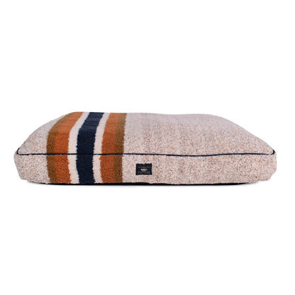 Shinola Brand Stripe Napper Pillow Berber Dog Bed – Oatmeal | Plush Berber Mattress with Recycled MemoryFiber™ & Washable Cover