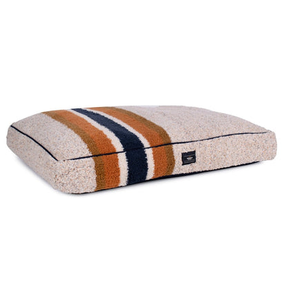 Shinola Brand Stripe Napper Pillow Berber Dog Bed – Oatmeal | Plush Berber Mattress with Recycled MemoryFiber™ & Washable Cover