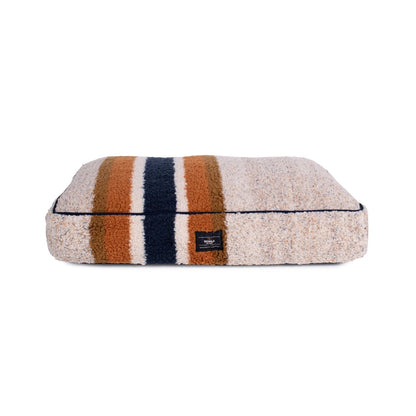 Shinola Brand Stripe Napper Pillow Berber Dog Bed – Oatmeal | Plush Berber Mattress with Recycled MemoryFiber™ & Washable Cover