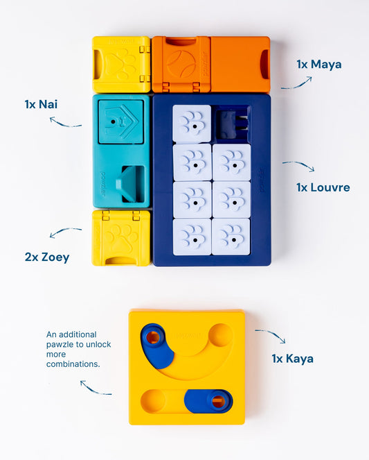 Pawzler Smarty Set | Intermediate Dog Puzzle Toy for Mental Stimulation & Problem Solving