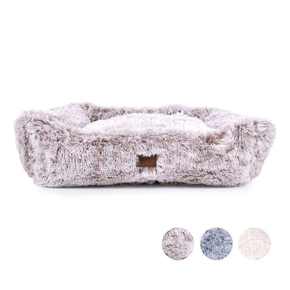 Teddy Bear Kuddler Bed | Ultra-Soft Faux Fur Bolstered Dog Bed with Washable Cover & Plush Loft Fill