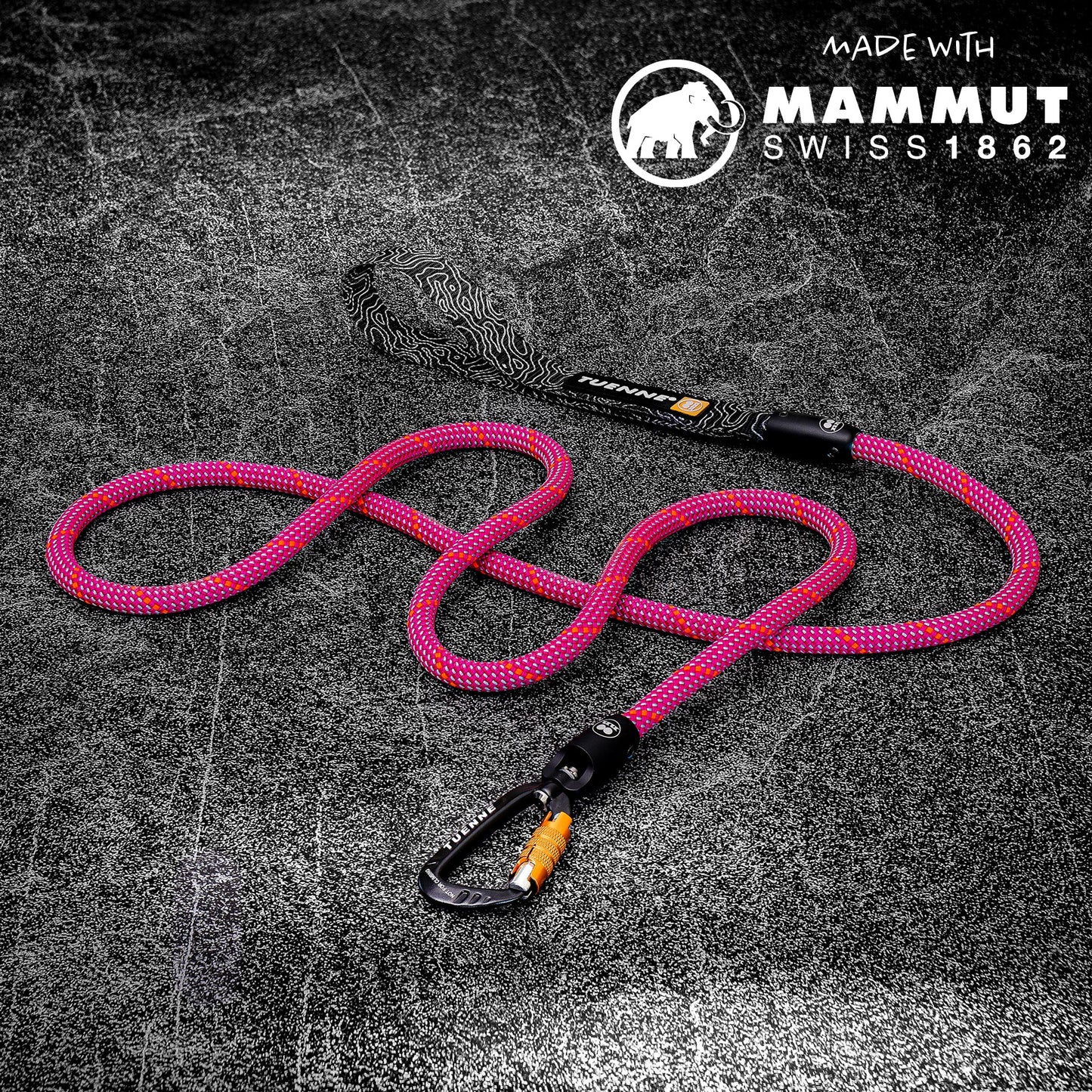 Rope Dog Leash with Auto-Locking Carabiner – 9.5mm Mammut Dry-Treated | Pink Zen | Tuenne
