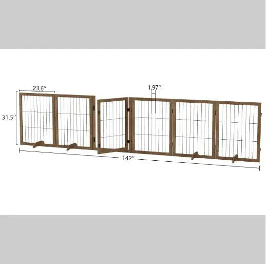WideSpan 144" Pet Gate with Door – Extra-Wide Solid Wood Safety Barrier