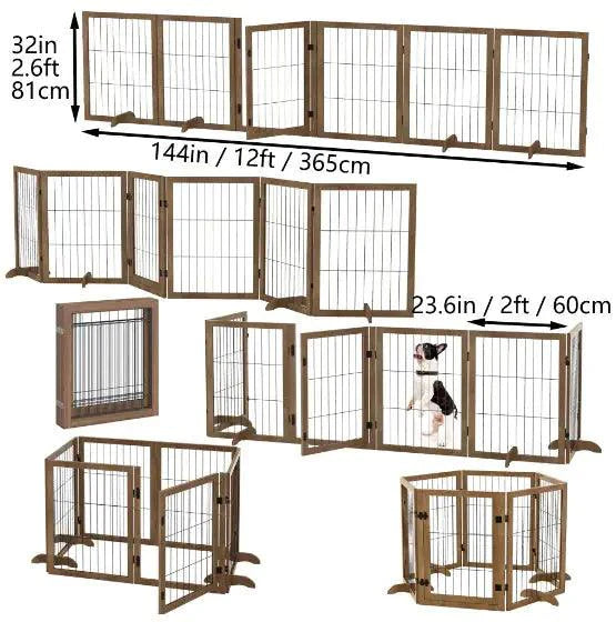 WideSpan 144" Pet Gate with Door – Extra-Wide Solid Wood Safety Barrier