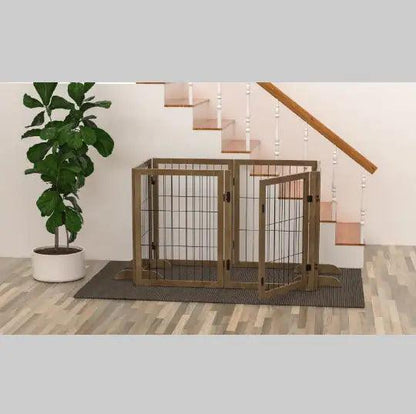 WideSpan 144" Pet Gate with Door – Extra-Wide Solid Wood Safety Barrier