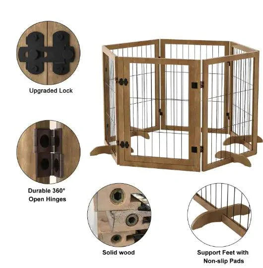 WideSpan 144" Pet Gate with Door – Extra-Wide Solid Wood Safety Barrier