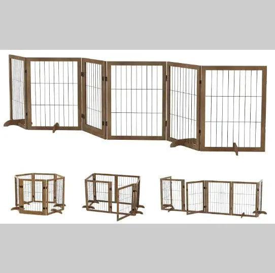 WideSpan 144" Pet Gate with Door – Extra-Wide Solid Wood Safety Barrier