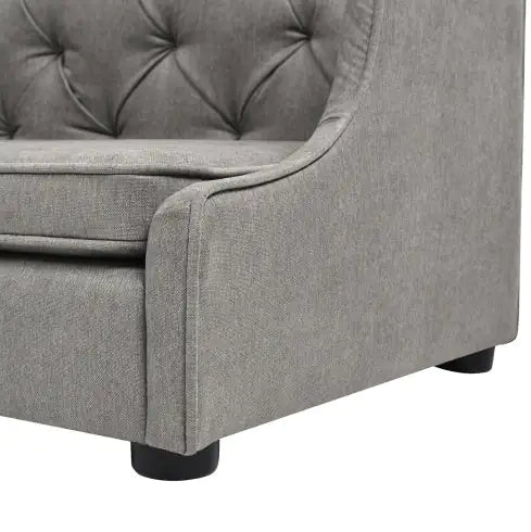 Robin 35" Tufted Wingback Pet Sofa Bed | Gray Stain-Resistant Dog & Cat Lounge