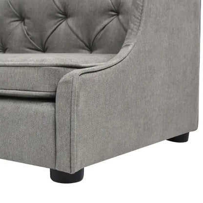 Robin 35" Tufted Wingback Pet Sofa Bed | Gray Stain-Resistant Dog & Cat Lounge