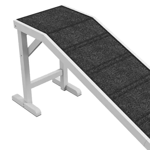 Dog Bed Ramp with Non-Slip Carpet & Top Platform | Wooden Pet Ramp for Dogs & Cats